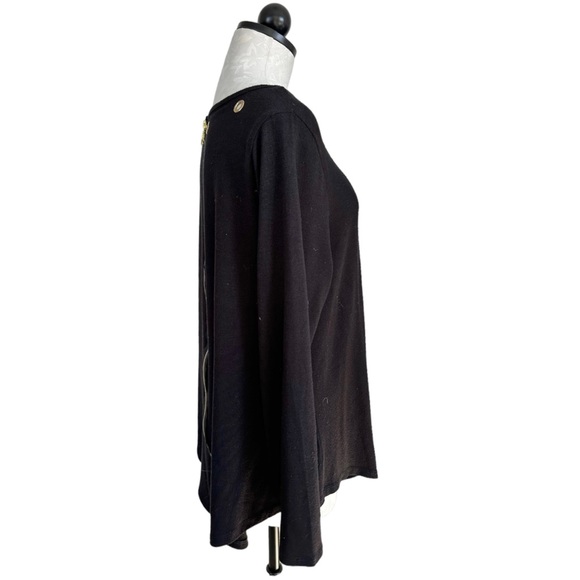 Belldini Black Knit Blouse Gold Rivets Neckline & Exposed Back Zipper Size 1X - Picture 2 of 13